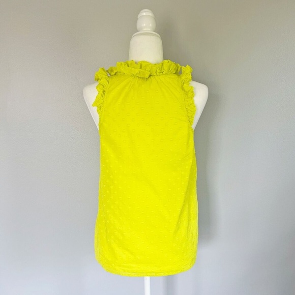 J. Crew Womens Parquet Swiss Dot Ruffle Neck Sleeveless Top Size Small 8 - Picture 6 of 7